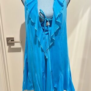 Oh Polly Blue halter ruffle mini dress
